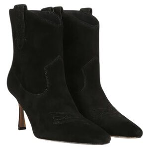 Sam Edelman Moe 9.5 Spoon Heel Elegant Black Suede Ankle Boots